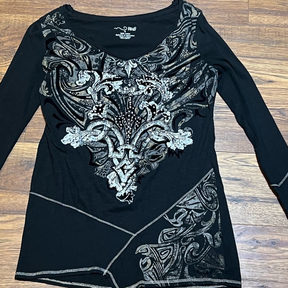 RXB Long Sleeve Rhinestone Shirt Size Small